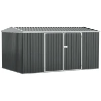 Outsunny 14 x 8ft Outdoor Garden Metal Storage Shed with Lockable Door, Tool Storage Box for Garden, Patio and Lawn, Grey(m-1)