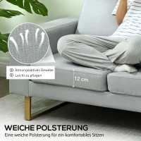 HOMCOM 2-Sitzer-Sofa, Couch mit Vollholzrahmen, Metallbeine, schlichtes Design, Hellgrau(m-5)