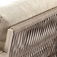 Ensemble de salon de jardin, ensemble de meubles de jardin moderne 4 pièces en corde avec coussins de siège, Kaki(m-5)