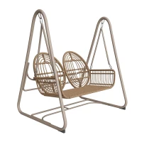 Dondolo da giardino per 2 persone, 141×109×143 cm, Beige(m-11)