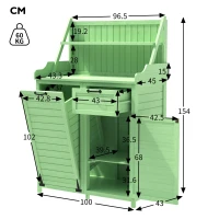 Armoire de jardin en bois avec étagères, 100×45×154 cm, Vert(m-3)
