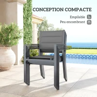 Outsunny Salon de jardin en aluminium et textilène table extensible 4 chaises empilables 4 personnes gris(m-5)