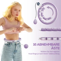 SPORTNOW Slimme Hula Hoop Ring voor Volwassenen met Gewichtsbal en Teller 16 Segmenten (76-113cm) Paars(m-5)