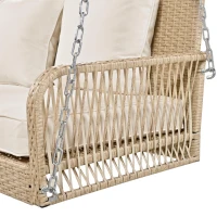 Dondolo da giardino dondolo Hollywood con cuscini di seduta e schienale rimovibili e lavabili, 2 posti, Beige(m-6)