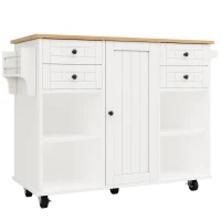 Îlot de cuisine moderne, espace de rangement multifonctionnel, 127×46×91,5 cm, Blanc(m-2)