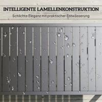 Outsunny Beistelltisch mit Latten-Design Balkontisch aus Aluminium Kaffeetisch wetterfest 90 x 50 x 42 cm Schwarz(m-6)