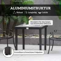 Outsunny Gartentisch für 4 Personen Esstisch Aluminiumtisch Gartenmöbel Loungemöbel pflegeleicht Kunststoff Schwarz 78 x 78 x 74 cm(m-5)