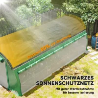 Outsunny 6 x 3 x 2 m Polytunnel-Gewächshaus mit Sonnenschutznetz, rollbaren Seitenwänden, Kunststoff-Abdeckung, Stahlrahmen, Grün(m-4)