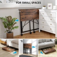 HOMCOM 80 cm Folding Desk on Wheels - Rustic Brown(m-4)