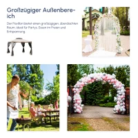 Outsunny Gartenpavillon Pavillon Gartenzelt Festzelt Partyzelt mit 4 x Seitenwand wetterfest Metall + Polyester Grau 2,94 x 2,94 x 2,65 m(m-4)