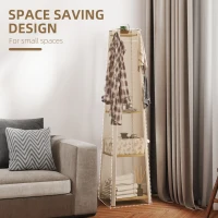 HOMCOM Compact Freestanding Coat Rack -  White/Oak(m-5)