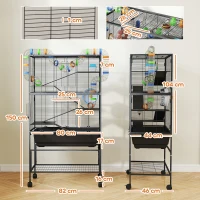 PawHut 5 Tier Large Hamster Cage on Wheels with 17 cm Deep Tray, Storage Shelf for Syrian, Gerbil, Rats(m-3)