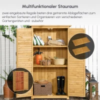 Outsunny Geräteschuppen mit Lamellentüren 3 Regale wetterbeständig 87 cm x 46,5 cm x 160 cm Tannenholz Braun(m-8)