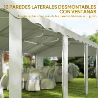 Outsunny Carpa para Fiesta 12x6 m con 12 Paredes Laterales Desmontables y 12 Ventanas Impermeable Protección UV 30+ Blanco(m-5)