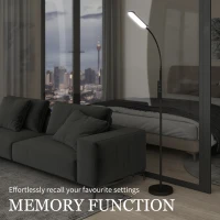 HOMCOM LED Floor Lamp, Standing Lamp with Remote & Touch Control, Stepless Dimmable Colours Temperature & Brightness, 360° Adjustable Gooseneck, 1 Hour Timer, Memory Function for Living Room, Black(m-5)
