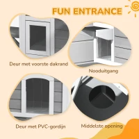 PawHut buiten kattenhuis mooi klein tuin 2 verdiepingen massief hout grijs(m-7)