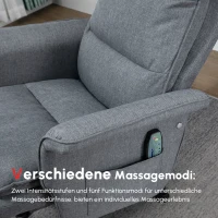 HOMCOM Massage-Bürostuhl mit Fußhocker, 8 Vibrationsköpfe, 1 Fernbedienung, 1 Seitentasche, Grau(m-6)