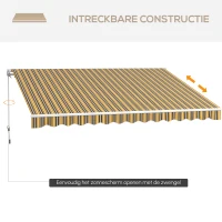 Outsunny Luifel aluminium knikarmluifel zonwering met handslinger 3,5 x 2,5 m Geel + Grijs(m-5)
