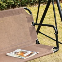 Outsunny Dondolo da Giardino Terrazza 3 Posti con Tettuccio Regolabile in Metallo e Texteline 172x110x155cm Marrone(m-12)