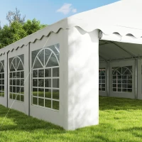 Outsunny Carpa para Fiesta 12x6 m con 12 Paredes Laterales Desmontables y 12 Ventanas Impermeable Protección UV 30+ Blanco(m-9)
