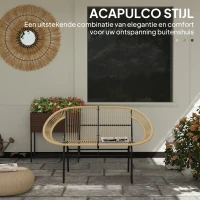 Outsunny 2-zits Tuinbank Polyrattan, weerbestendige Bank in Rattanvlecht-Design, UV-bestendig tot 260kg belast, Khaki(m-4)