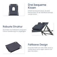 Outsunny Sonnenliege klappbar Gartenliege mit Kopfkissen Liegestuhl mit 4-Fach verstellbare Rückenlehne Campingliege mit Lesefenster Gartenstuhl bis 120kg belastbar für Garten, Balkon Grau(m-5)