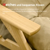 HOMCOM Akzentsessel, Relaxsessel, verstellbare Rückenlehne, Buchenholzrahmen, bis 120 kg, Braun(m-7)