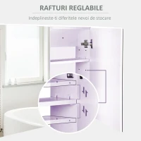 Homcom Dulapior Baie cu Oglinda – Alb MDF 80×60×15 cm cu 3 Rafturi(m-7)
