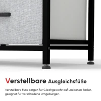 HOMCOM Kommode Sideboard, 6 Schubladen, Stoffschubladen, 80 cm x 30 cm x 62,5 cm, Braun + Schwarz + Grau(m-8)