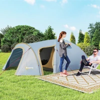 Outsunny Wodoodporny Namiot Kempingowy dla 4 Osób, tunelowy z 2 Drzwiami, Hakami, Torbą 3,45 x 2,4 x 1,3 m Jasnoniebieski(m-2)