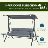 Outsunny Hollywoodschommel 3-zitter tuinschommel met verstelbaar zonnedak theetafel(m-4)