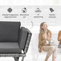 Outsunny 2-zits tuinbank met opklapbare armleuningen, grijs 129 x 66 x 67 cm(m-5)