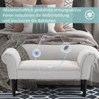 HOMCOM Bettbank, Polsterbank, Sitzbank, Flurbank für Schlafzimmer, bis 130 kg Belastbar, Segelstoff, Grau, 102 x 36 x 51 cm(m-6)