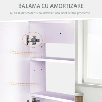 Homcom Dulapior Baie cu Oglinda – Alb MDF 80×60×15 cm cu 3 Rafturi(m-5)