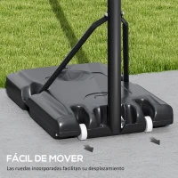 SPORTNOW Canasta de Baloncesto para Exteriores/Interiores Altura Ajustable 235-305 cm con Ruedas Base Rellenable Bolsa de Peso(m-7)