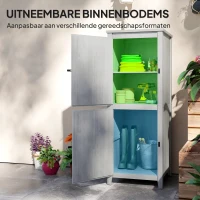 Outsunny Houten Tuinschuur, Compacte Tuinschuur voor Gereedschap en Tuingereedschappen met Afsluitbare Deuren, Lichtgrijs(m-6)