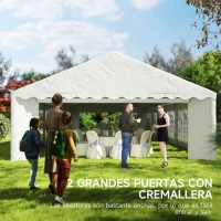 Outsunny Carpa para Fiesta 12x6 m con 12 Paredes Laterales Desmontables y 12 Ventanas Impermeable Protección UV 30+ Blanco(m-6)