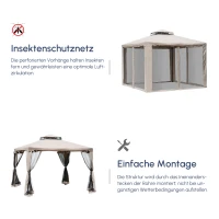 Outsunny Gartenpavillon Pavillon Gartenzelt Festzelt Partyzelt mit 4 x Seitenwand wetterfest Metall + Polyester Grau 2,94 x 2,94 x 2,65 m(m-7)