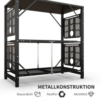 Outsunny Campingtisch Picknicktisch Outdoor-Küchenschrank, klappbar, wetterbeständig, 126 cm x 44 cm x 80 cm, Schwarz(m-6)