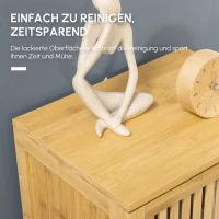 HOMCOM Bambus Aufbewahrungsschrank mit Regalen und Lamellentürdesign für Badezimmer Schlafzimmer Wohnzimmer 40 x 30 x 140 cm(m-6)