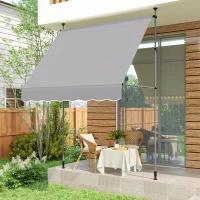 Outsunny Toldo Manual Retráctil 200x120x210-310 cm para Balcón y Terraza con Altura Ajustable con Manivela Gris(m-9)