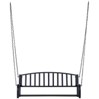 Outsunny Dondolo Sospeso da Giardino con 2 Posti, Romantica Panchina in Metallo Nero per Esterni, 127 x 60 x 47cm(m-10)