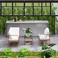 Outsunny Conjunto de Jardín de 3 Piezas con Sofá Convertible en Tumbona Cojines Cómodos y Mesa de Vidrio Templado para Exterior(m-9)