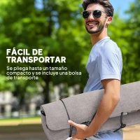 Outsunny Sillas de Camping Plegables de Aluminio con Respaldo Alto Ajustable Reposabrazos de Madera 59x67x96 cm Gris Claro(m-7)