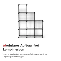 HOMCOM Steckregal, Würfelregal, Schuhregal, 9 Würfel, modularer Aufbau, Stahl, schwarz, 35 x 35 x 35 cm je Würfel(m-10)
