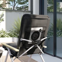 Outsunny Sillas de Camping Plegables de Aluminio con Respaldo Alto Ajustable Reposabrazos de Madera 59x67x96 cm Negro(m-9)
