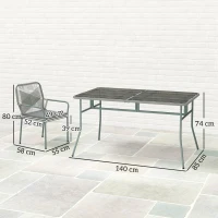 Outsunny Five-Piece PE Rattan Garden Dining Set with Cushions & Stackable Chairs - Light Grey(m-3)