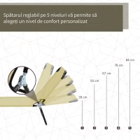 Outsunny Sezlong pentru Gradina cu Spatar Reglabil in 5 Pozitii,(m-4)