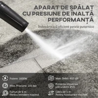 DURHAND Aparat de Spălat cu Presiune Înaltă, Duză Reglabilă și Kit de Curățare, 23.5x27x68 cm, Albastru(m-4)