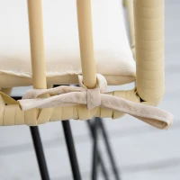 Outsunny Set Mobili da Giardino 3 Pezzi con Tavolino e Sedie in Rattan PE, Poilestere e Acciaio per Esterni, Crema(m-8)